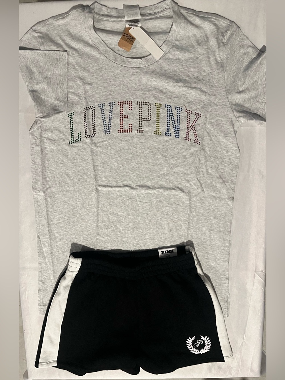New 2pc Victoria’s Secret PINK  (XS) Shirt & Shorts Set  NWT plus a free gift